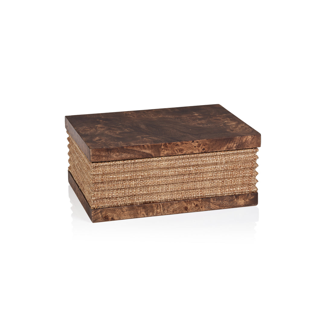 Rosso Burlwood and Raffia Box - Decorative Accessories by Carlyle Avenue