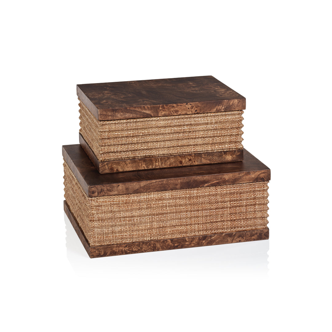 Rosso Burlwood and Raffia Box - Decorative Accessories by Carlyle Avenue