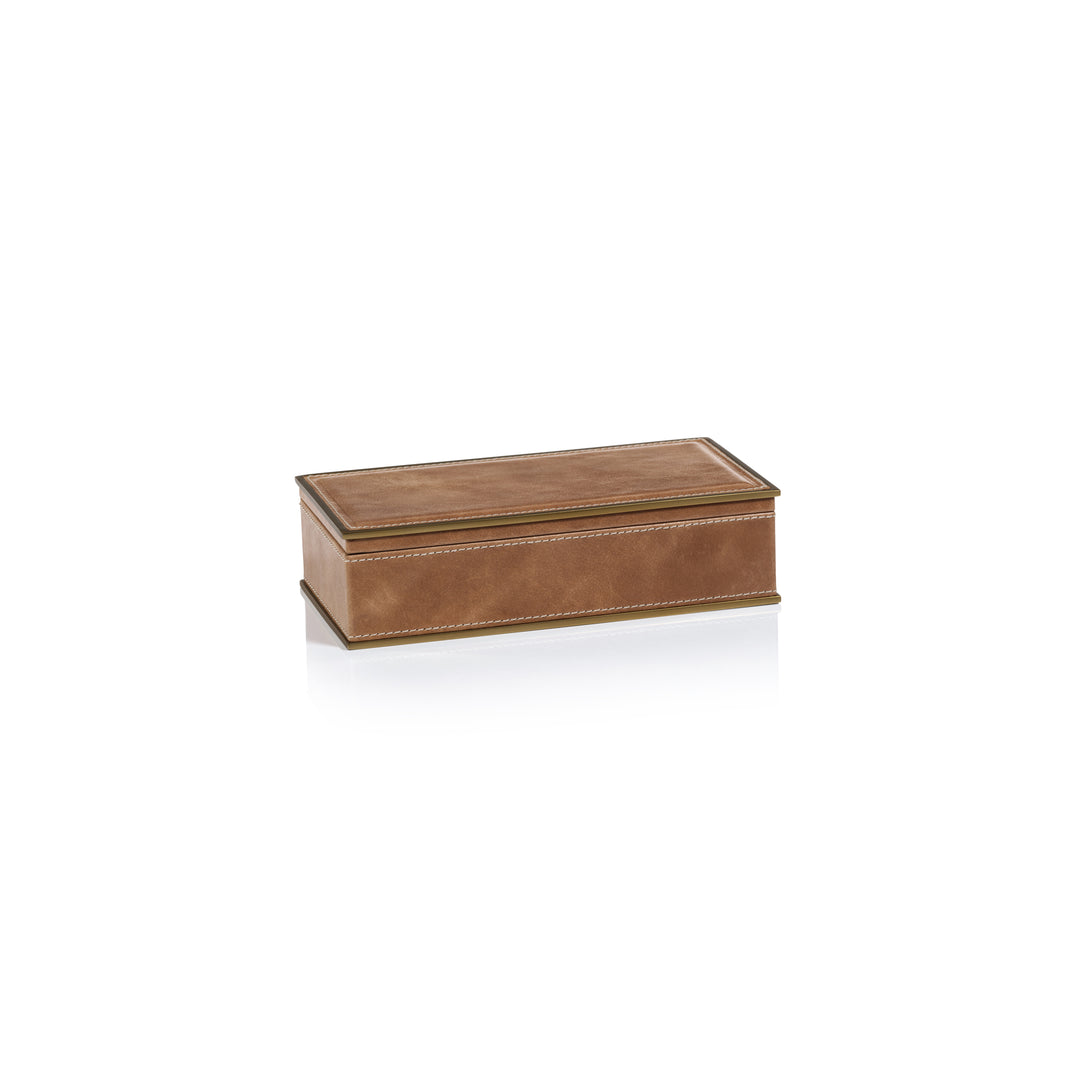 Ampezzo Leather Box with Brass Trim - Decorative Accessories by Carlyle Avenue