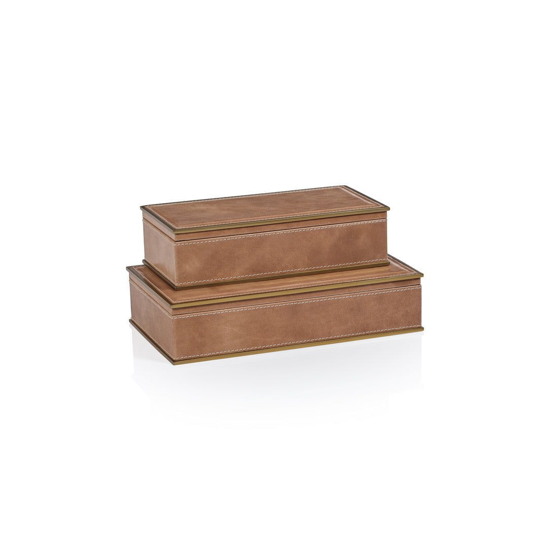 Ampezzo Leather Box with Brass Trim - Decorative Accessories by Carlyle Avenue