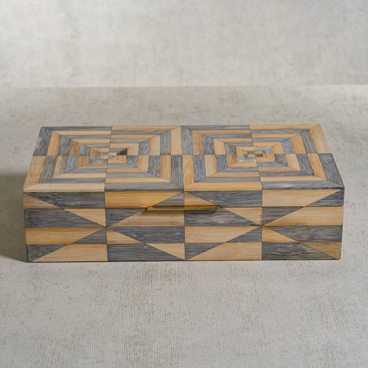 St. Moritz Bamboo Box with Brass Trim and Ultra Suede Interior - Decorative Accessories by Carlyle Avenue