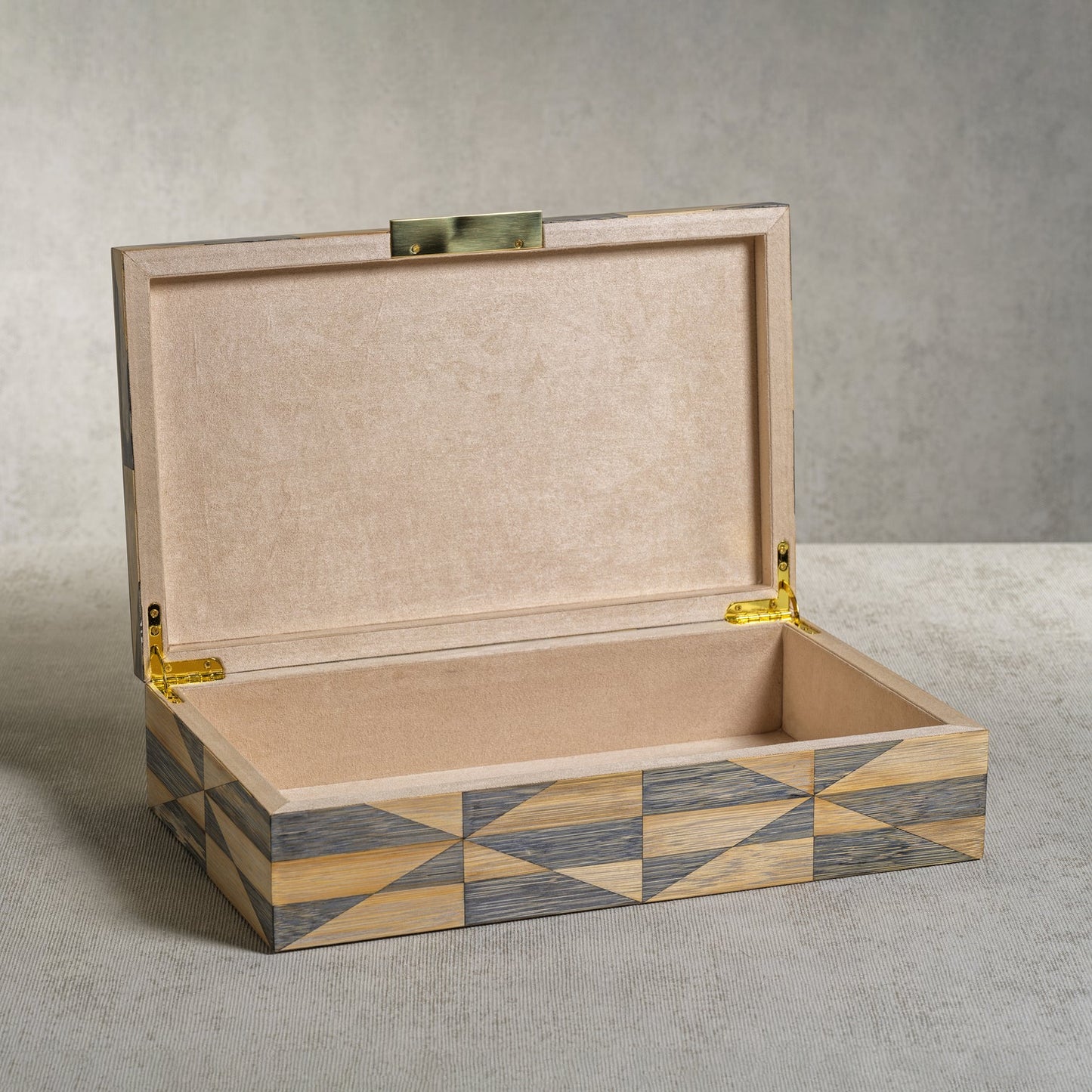 St. Moritz Bamboo Box with Brass Trim and Ultra Suede Interior - Decorative Accessories by Carlyle Avenue