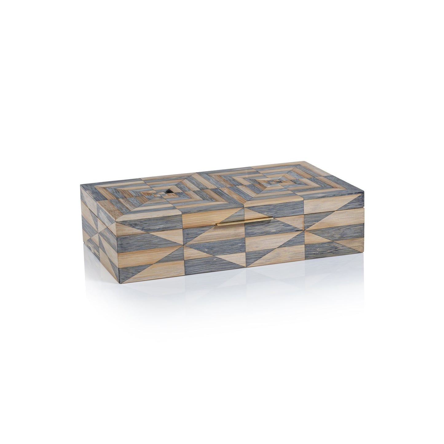 St. Moritz Bamboo Box with Brass Trim and Ultra Suede Interior - Decorative Accessories by Carlyle Avenue