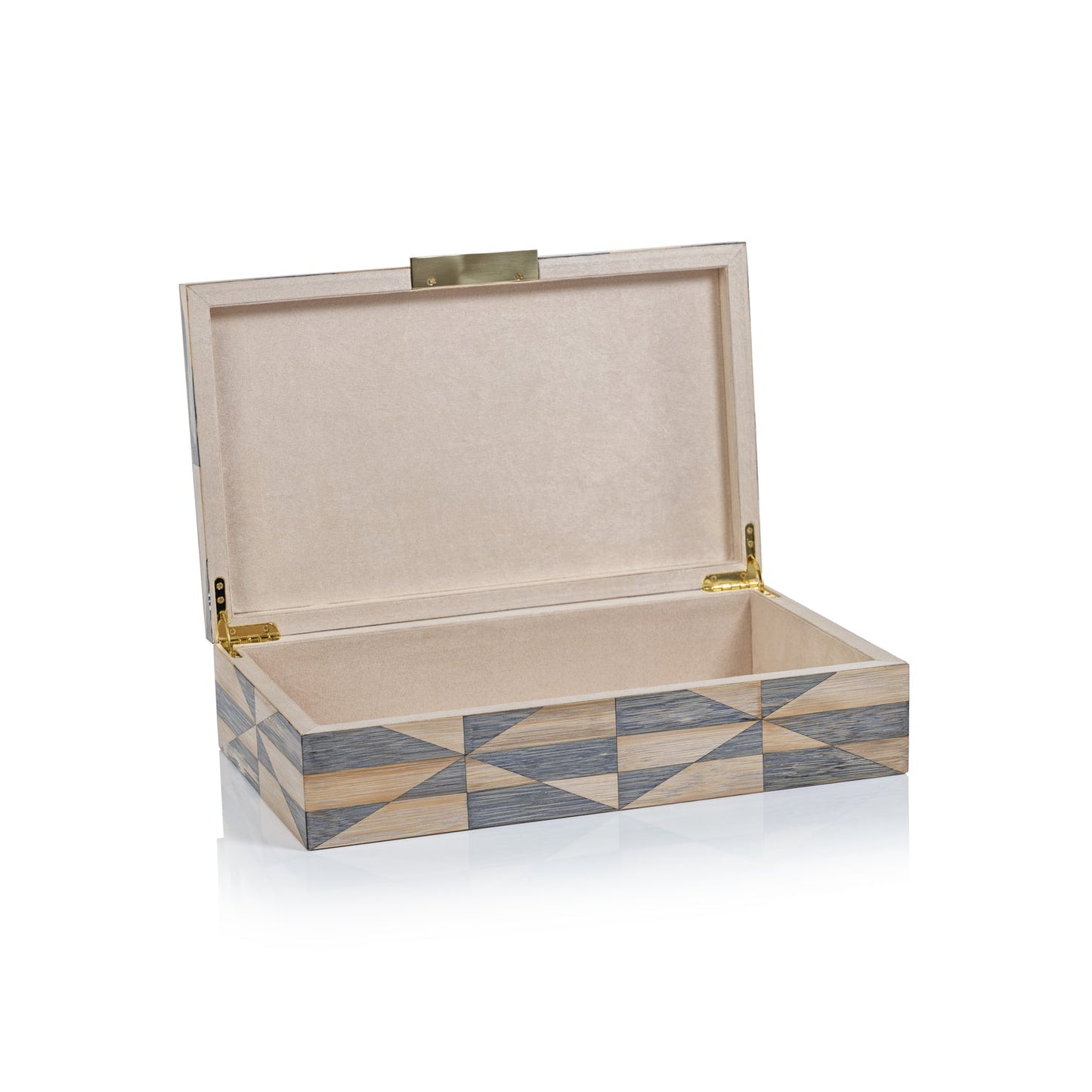 St. Moritz Bamboo Box with Brass Trim and Ultra Suede Interior - Decorative Accessories by Carlyle Avenue