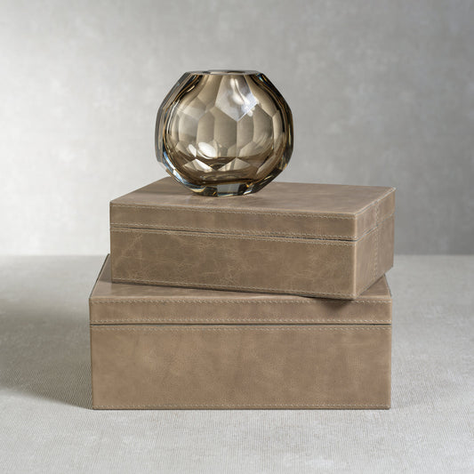 Bellecôte Box - Taupe Leather - Decorative Accessories by Carlyle Avenue