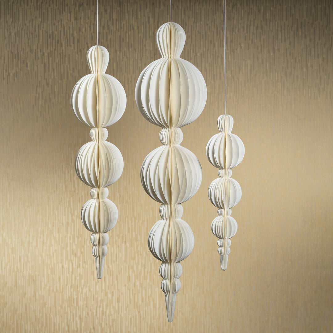 Wish Paper Triple Ball Finial Pendant - Holiday Ornaments by Carlyle Avenue