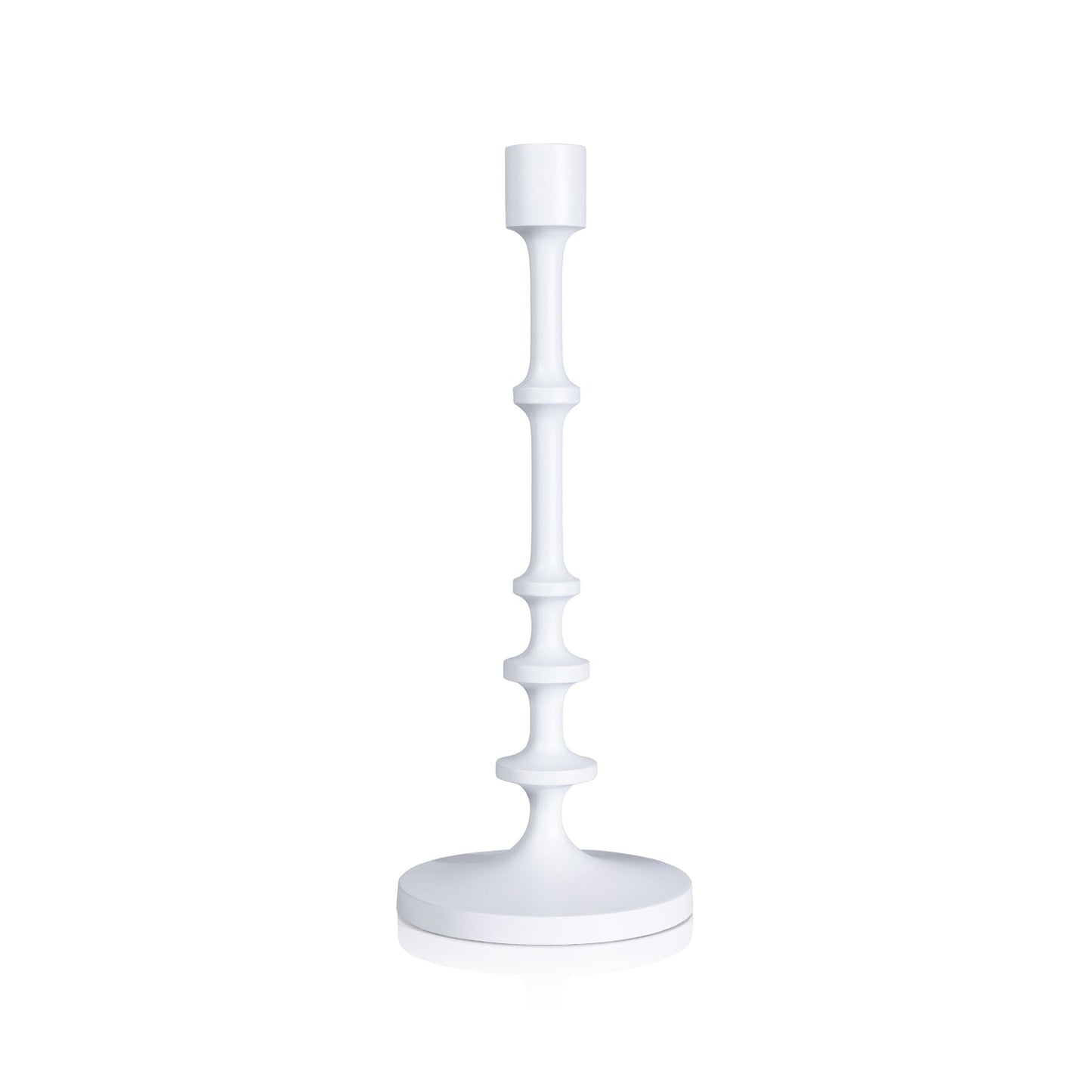 Lilou Matt White Metal Taper Holder - Candle Holders by Carlyle Avenue