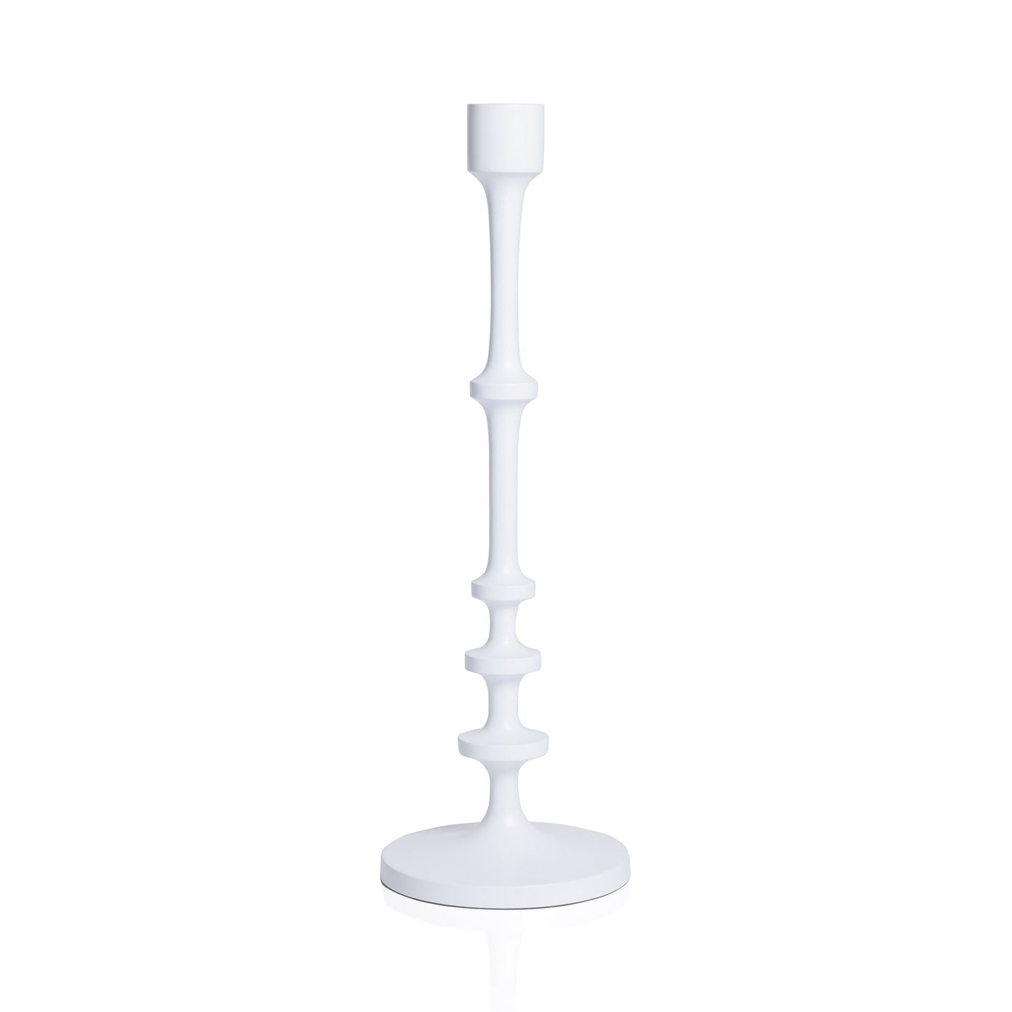 Lilou Matt White Metal Taper Holder - Candle Holders by Carlyle Avenue
