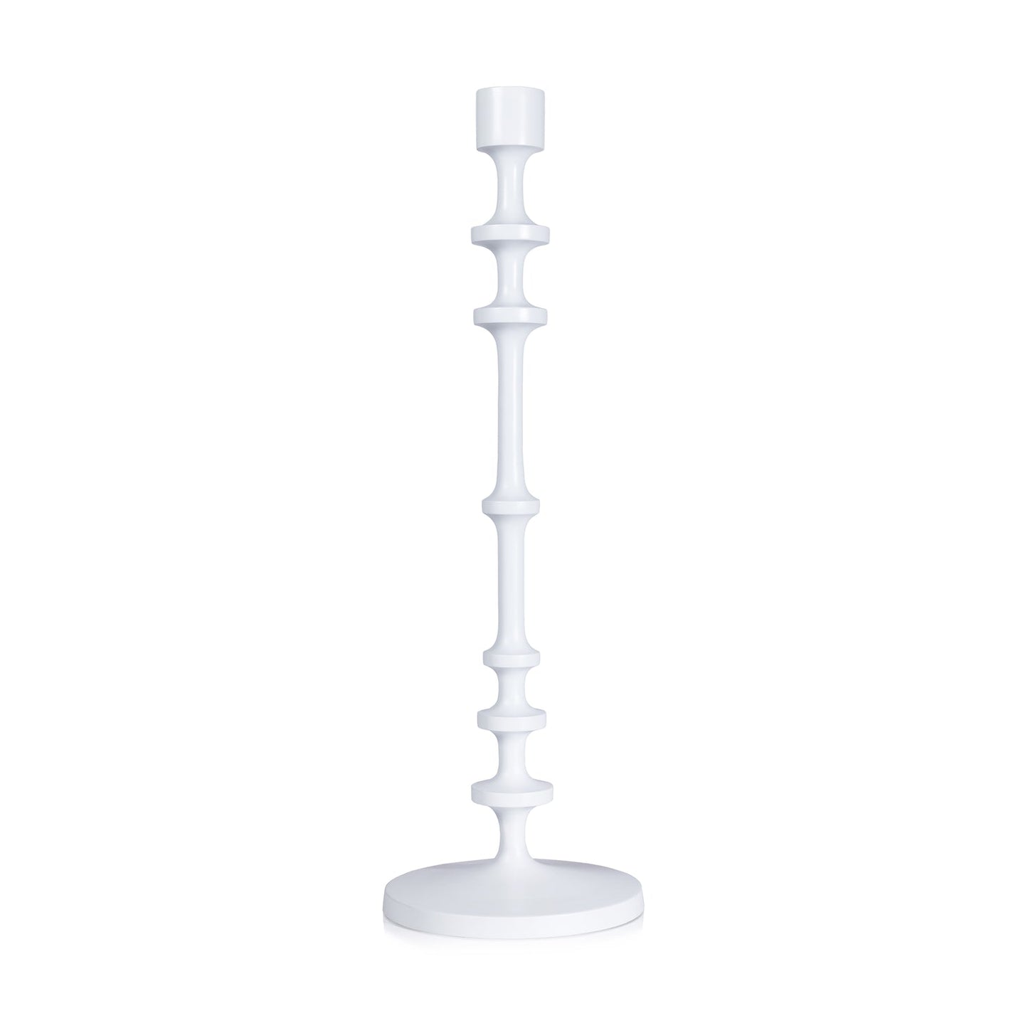 Lilou Matt White Metal Taper Holder - Candle Holders by Carlyle Avenue