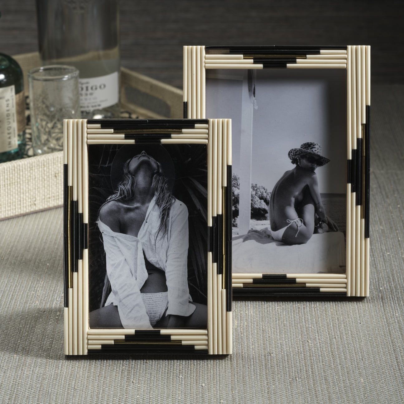 Menorca Piped Resin and Brass Inlaid Photo Frame - Picture Frames by Carlyle Avenue