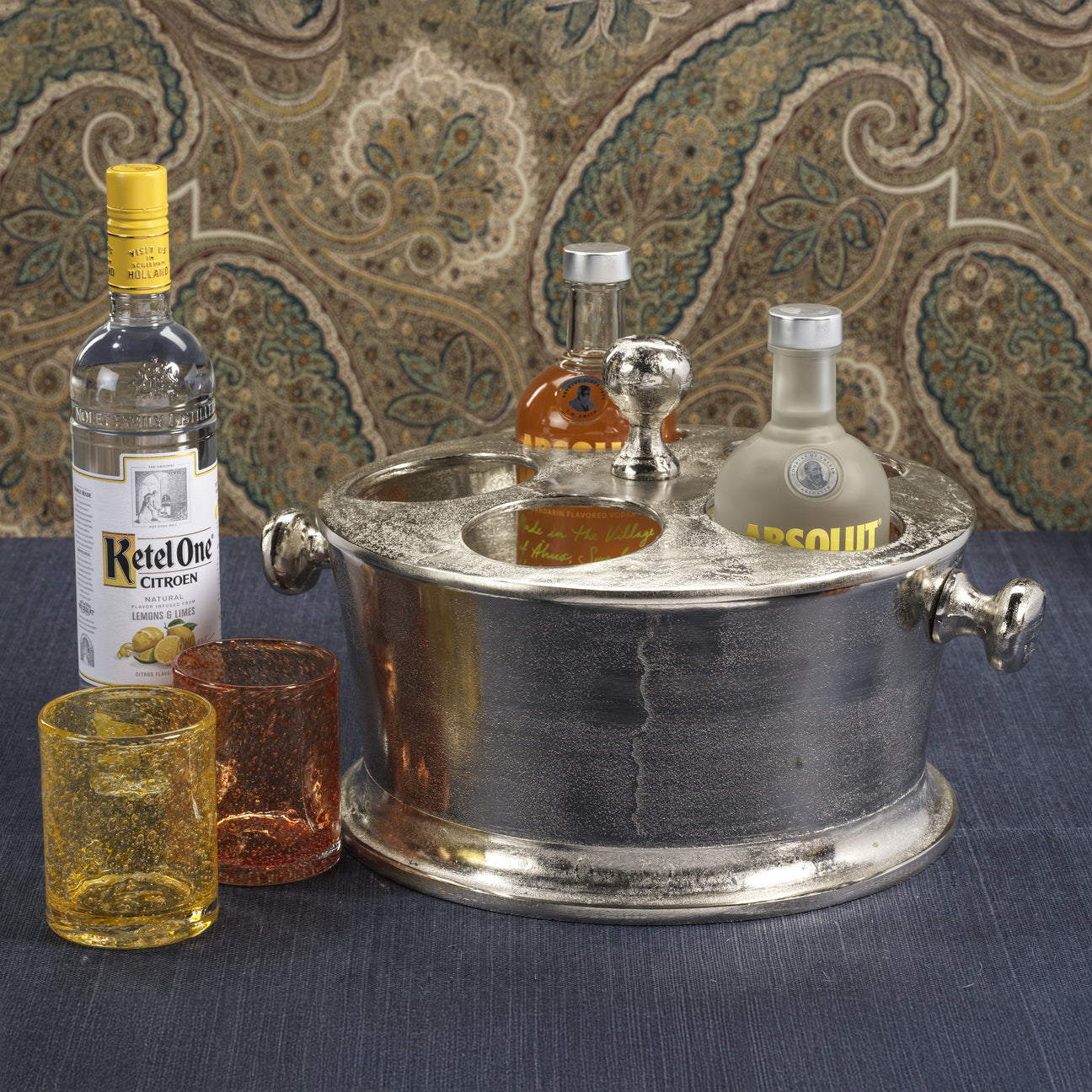 Raw Aluminum Five Bottle Wine Holder - Nickel - Barware by Carlyle Avenue