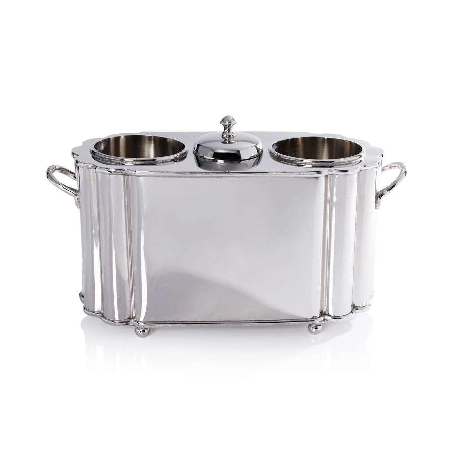 Alsace Brass Two-Bottle Wine Cooler - Polished Nickel - Barware by Carlyle Avenue
