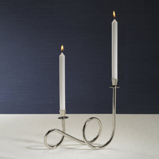 Breda 2-Tier Brass Candle Holder - Polished Nickel - Candle Holders by Carlyle Avenue