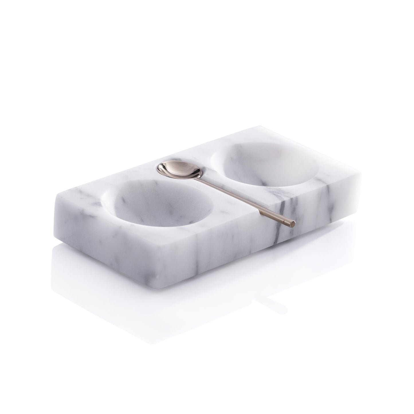 Marble Salt and Pepper Dish with Spoon - White - Kitchenware by Carlyle Avenue