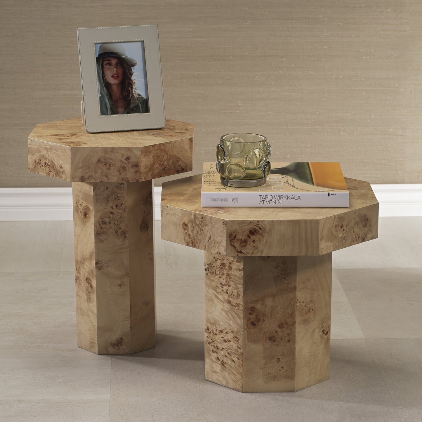 Burl Wood Octagon Side Table