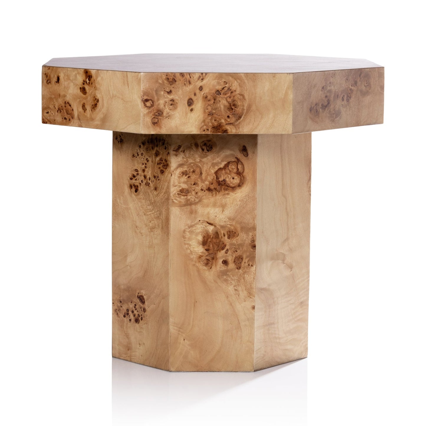 Burl Wood Octagon Side Table