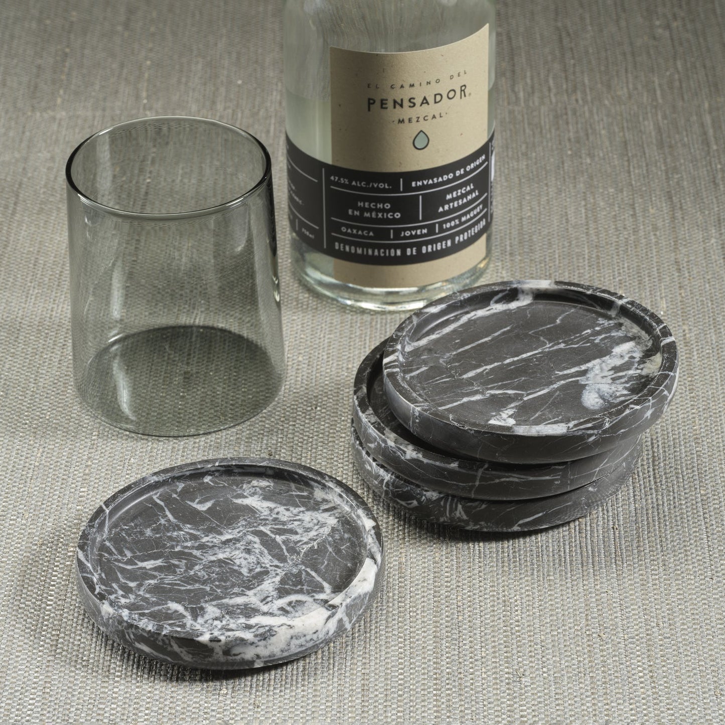 Marble Coaster - Set of 4 - Black Marquino - Barware by Carlyle Avenue