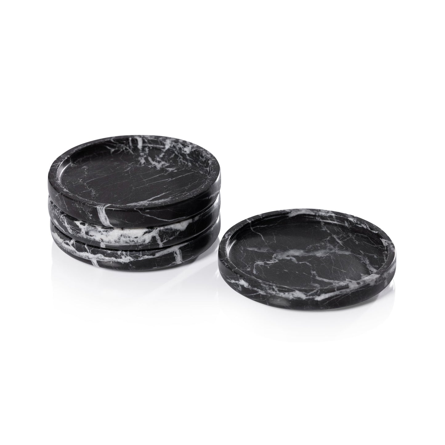 Marble Coaster - Set of 4 - Black Marquino - Barware by Carlyle Avenue