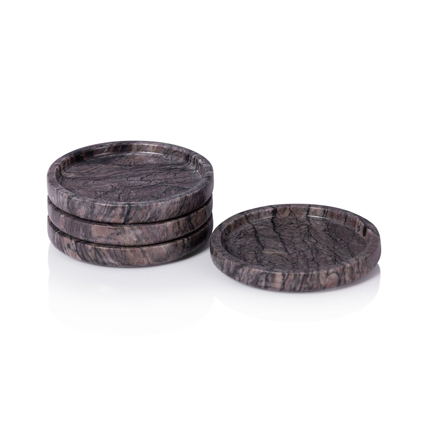 Marble Coaster - Set of 4 - Brown Breccia - Barware by Carlyle Avenue
