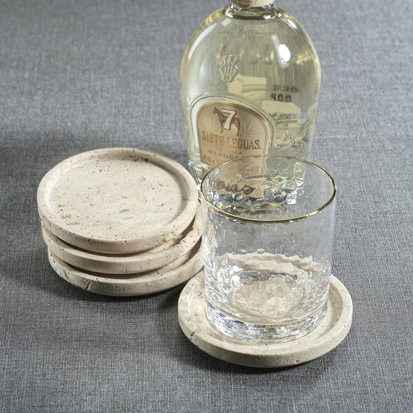 Marble Coaster - Set of 4 - Travertine - Barware by Carlyle Avenue