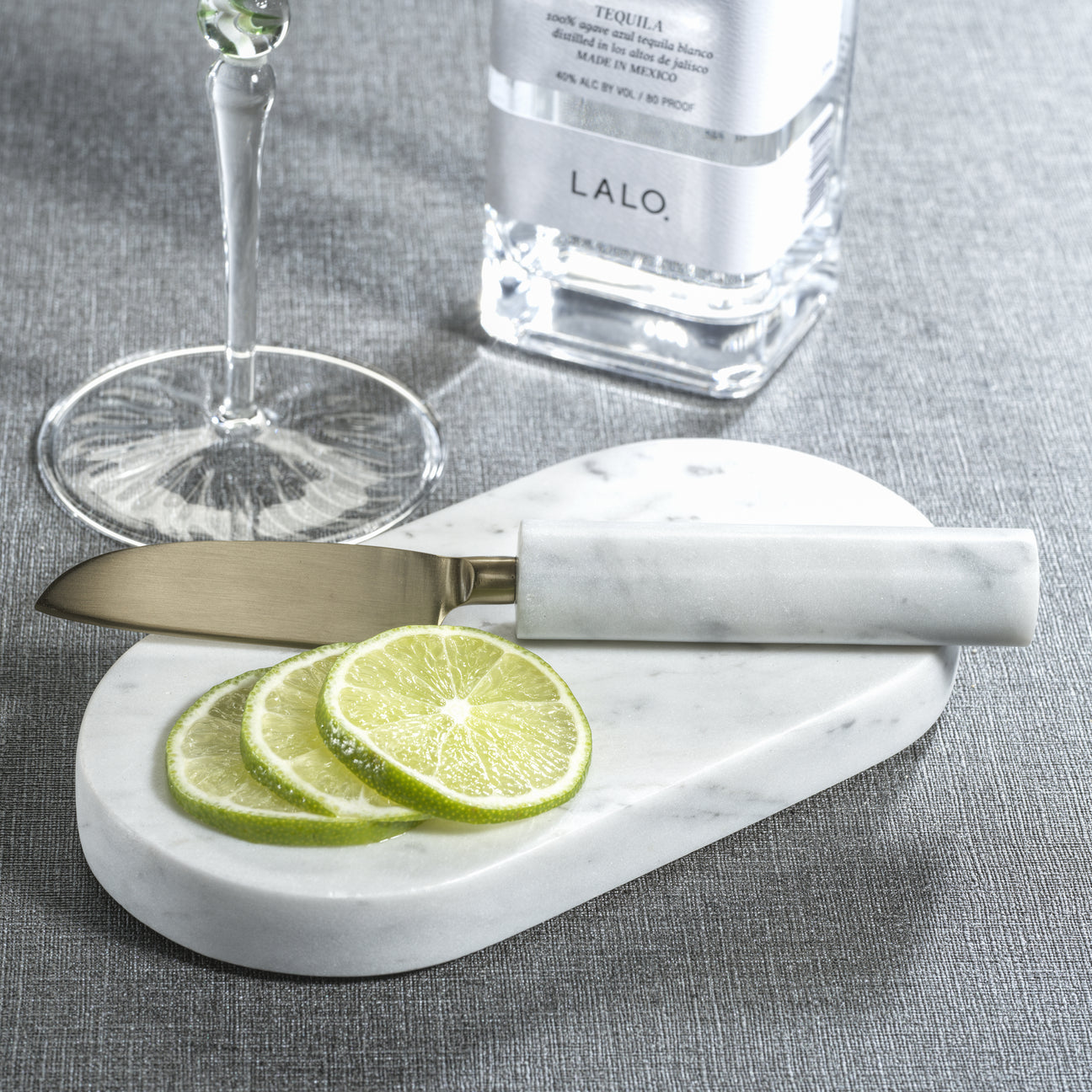 Marble Cutting Board with Cutting Knife - White - Kitchenware by Carlyle Avenue