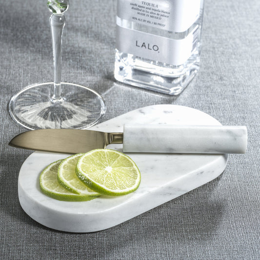 Marble Cutting Board with Cutting Knife - White - Kitchenware by Carlyle Avenue