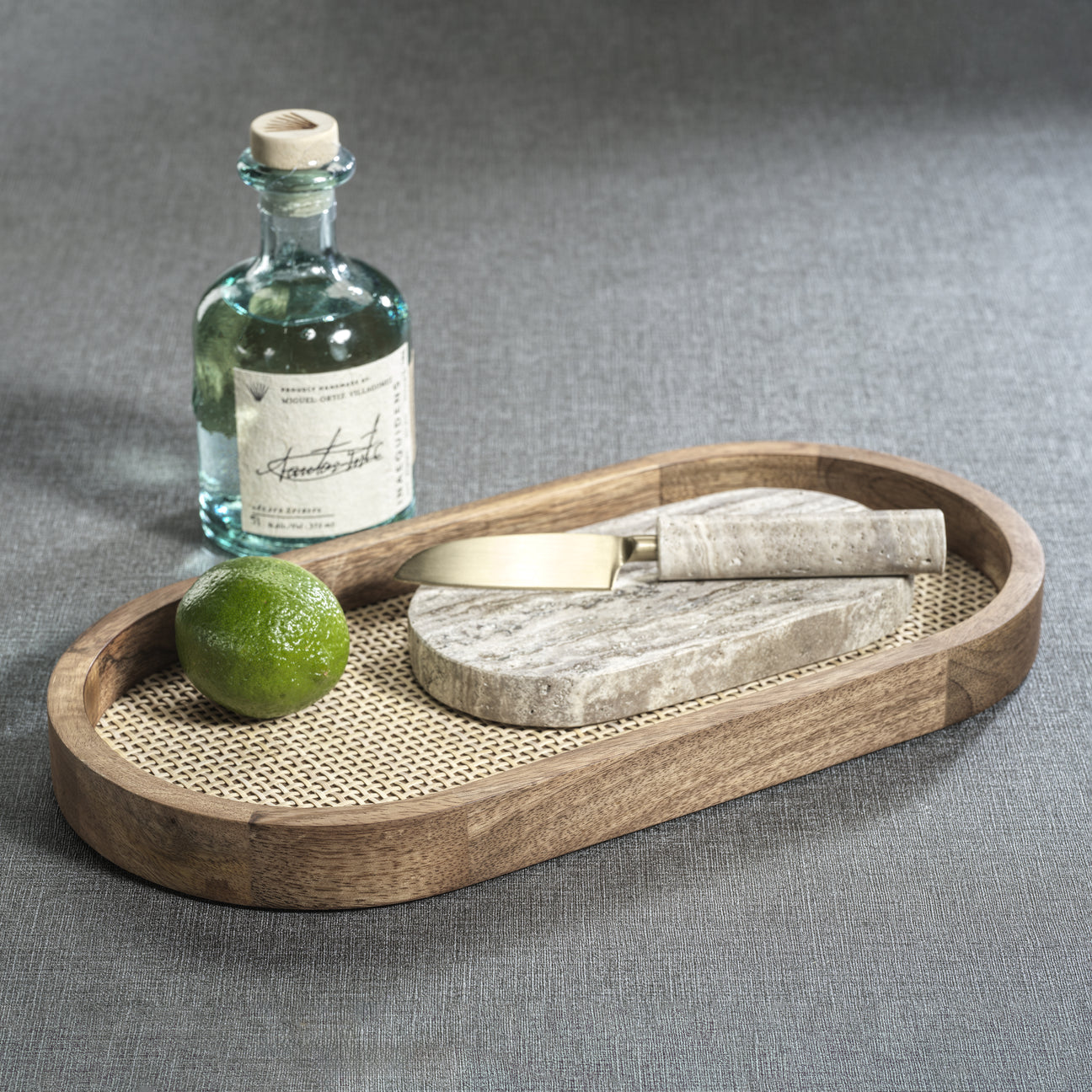 Marble Cutting Board with Cutting Knife - Travertine - Kitchenware by Carlyle Avenue
