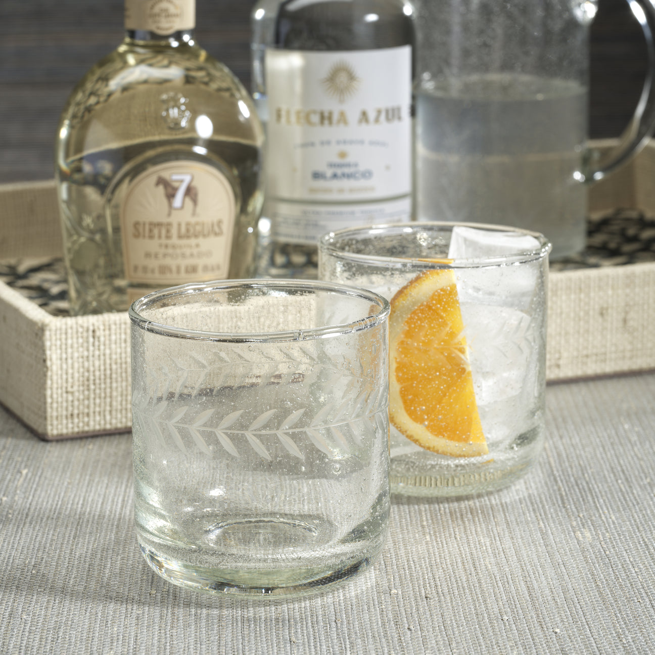 Tuscan Handmade Etched Glass Tumbler - Set of 4 - Drinkware by Carlyle Avenue