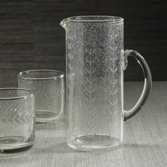 Tuscan Handmade Etched Glass Pitcher - Drinkware by Carlyle Avenue