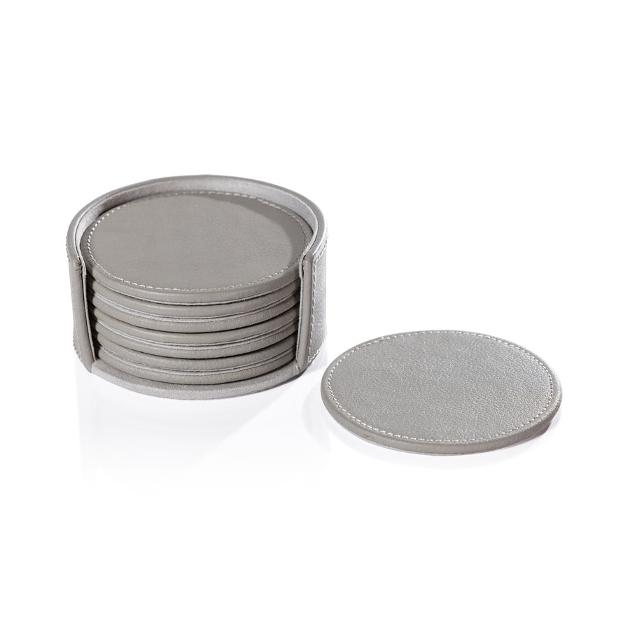 Leather Coasters - Set of 8 - Gray - Coasters by Carlyle Avenue