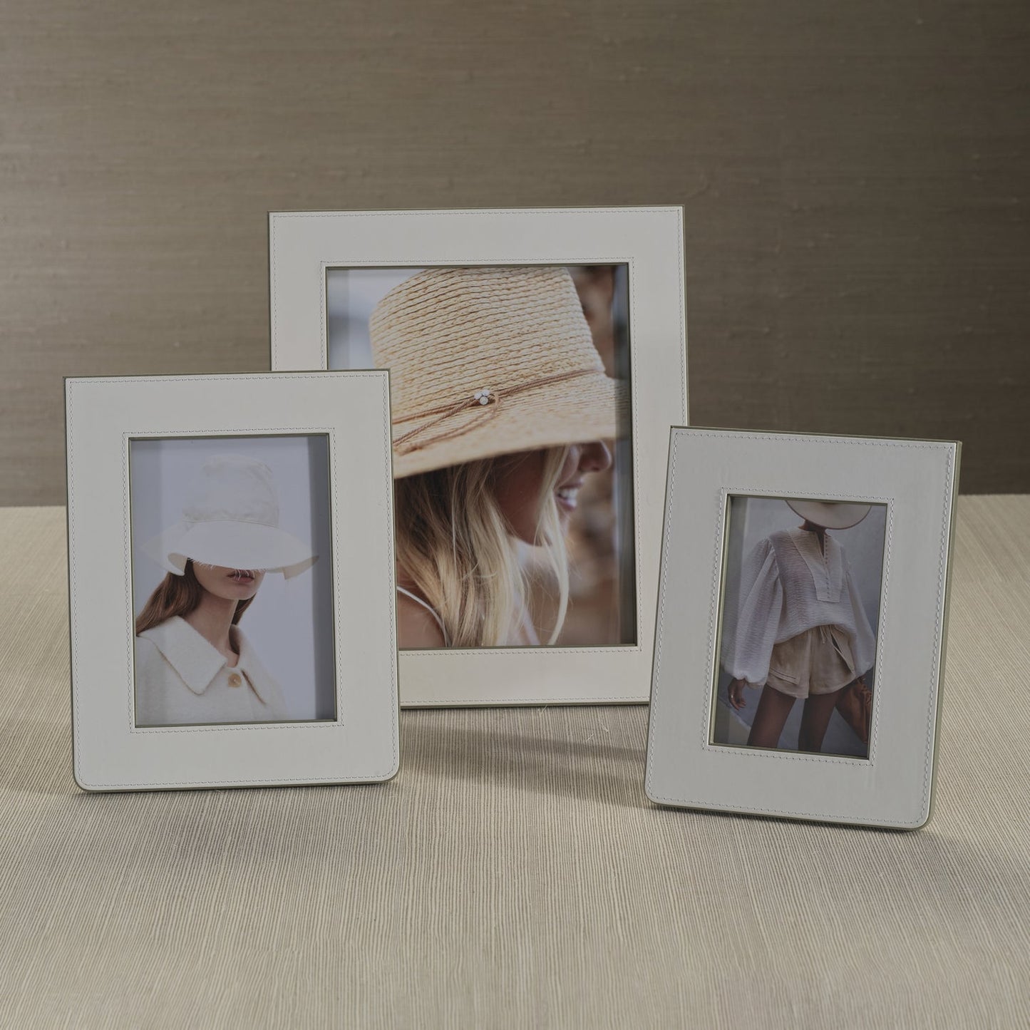 Nappa Leather Photo Frame - White & Gray - Picture Frames by Carlyle Avenue