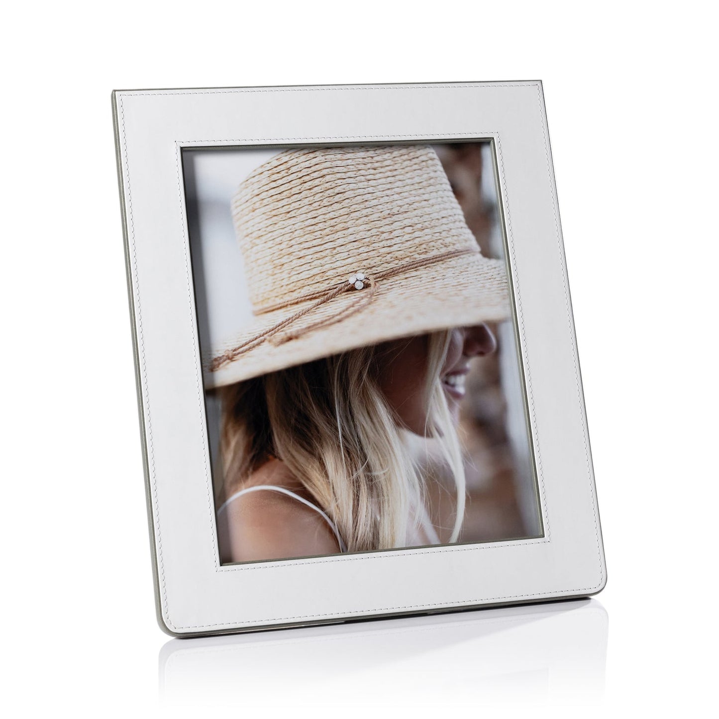 Nappa Leather Photo Frame - White & Gray - Picture Frames by Carlyle Avenue