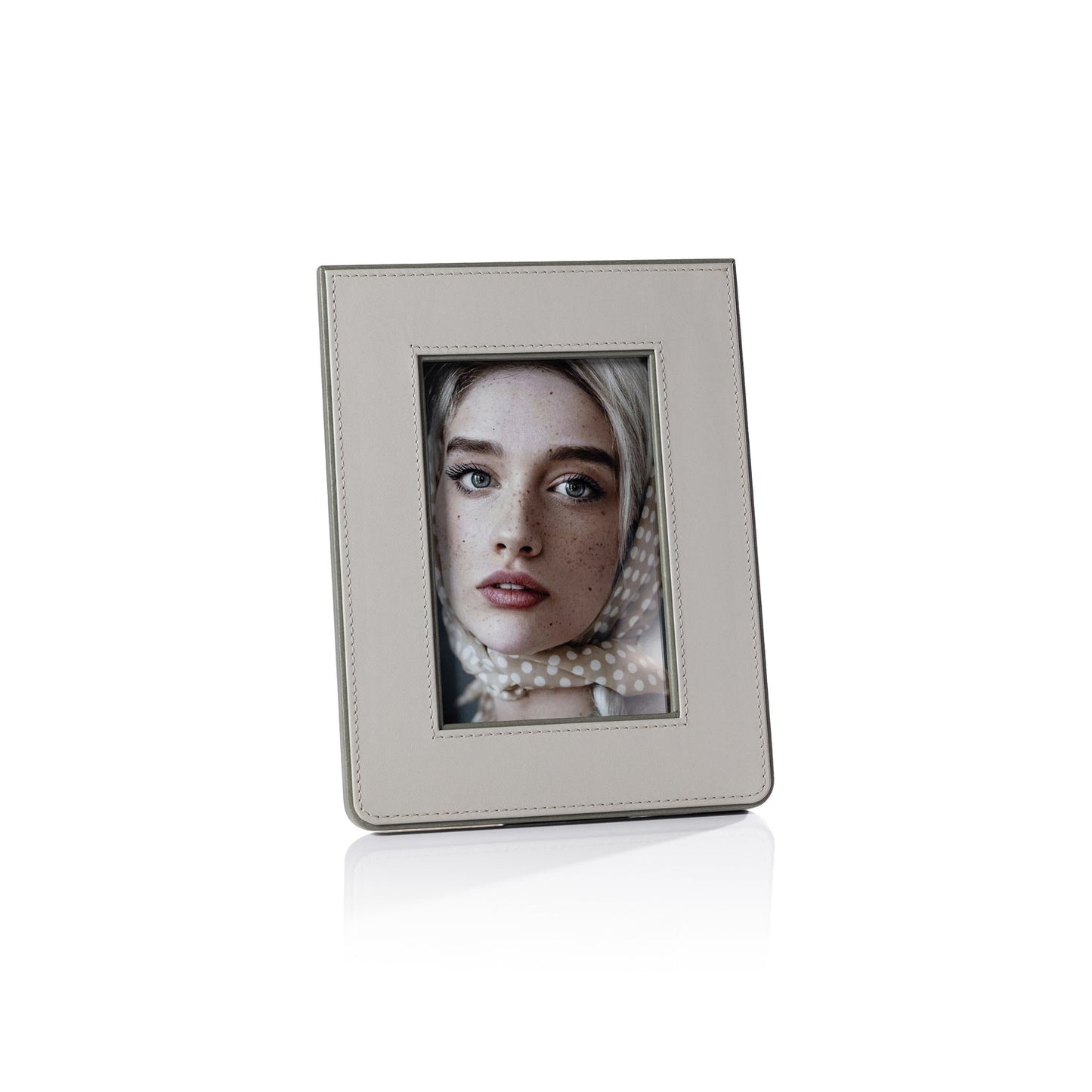 Nappa Leather Photo Frame - Gray & Sage - Picture Frames by Carlyle Avenue