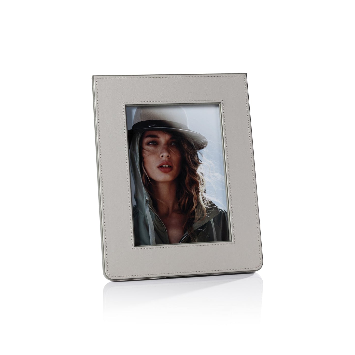 Nappa Leather Photo Frame - Gray & Sage - Picture Frames by Carlyle Avenue