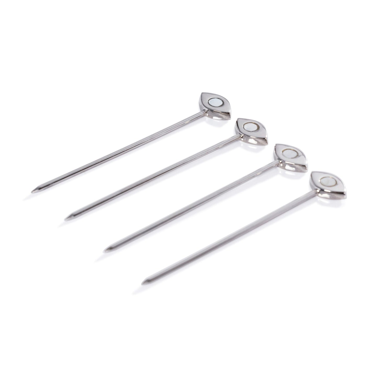 Evil Eye Set of 4 Cocktail Picks - Polished Nickel - Barware by Carlyle Avenue