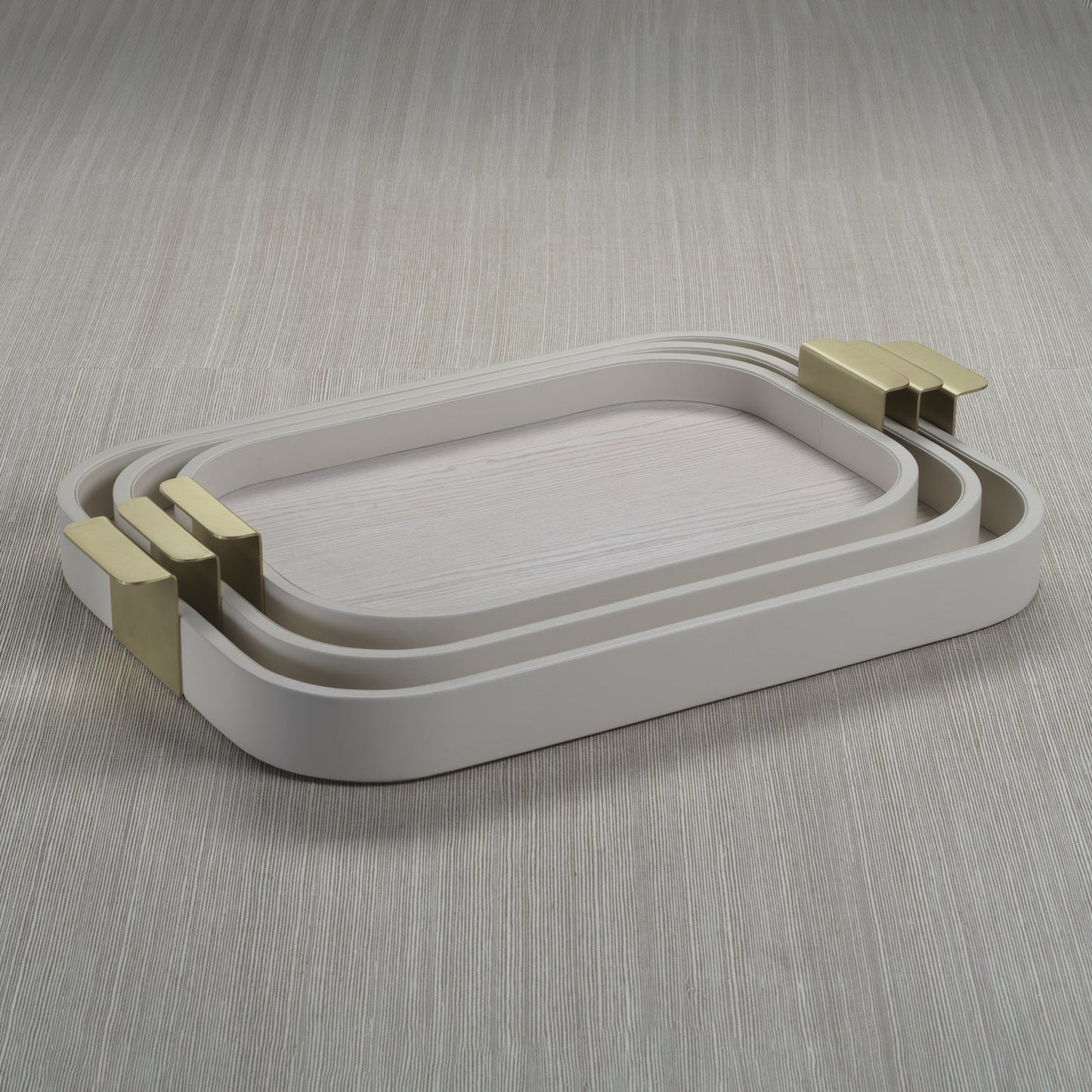Córdoba Leather Tray - Cream with Matte Gold Handle - Trays by Carlyle Avenue