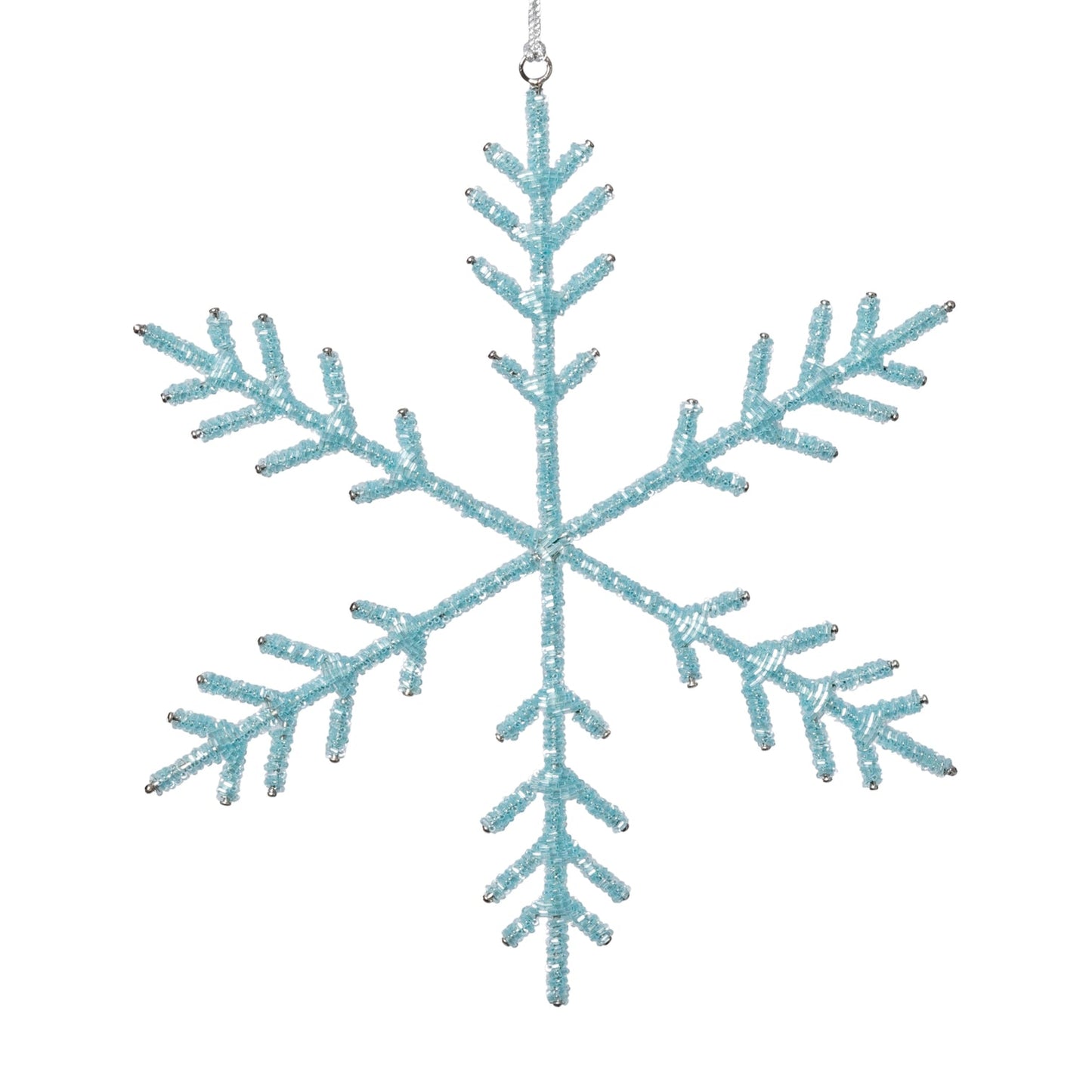 Beaded Snowflake Ornament - Blue