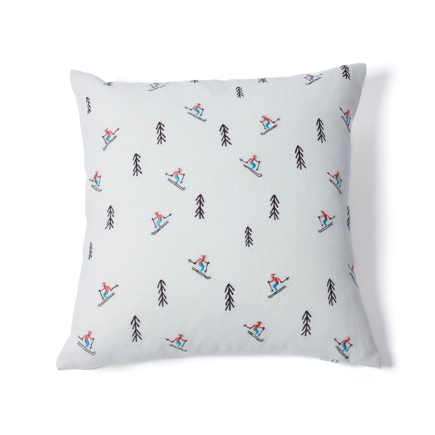 Pillow with skiing pattern on a white background