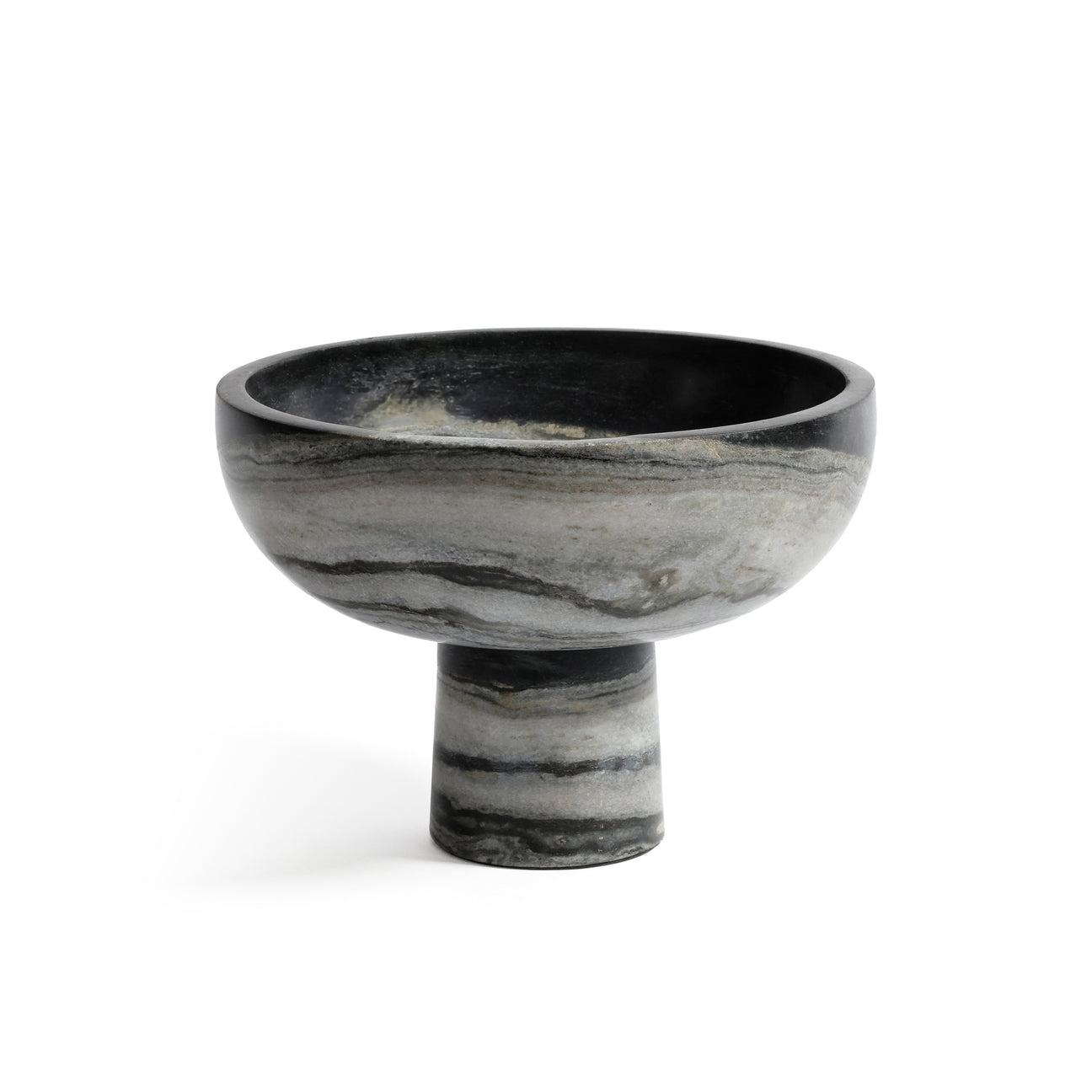 Footed Bowl - Black Panda Marble