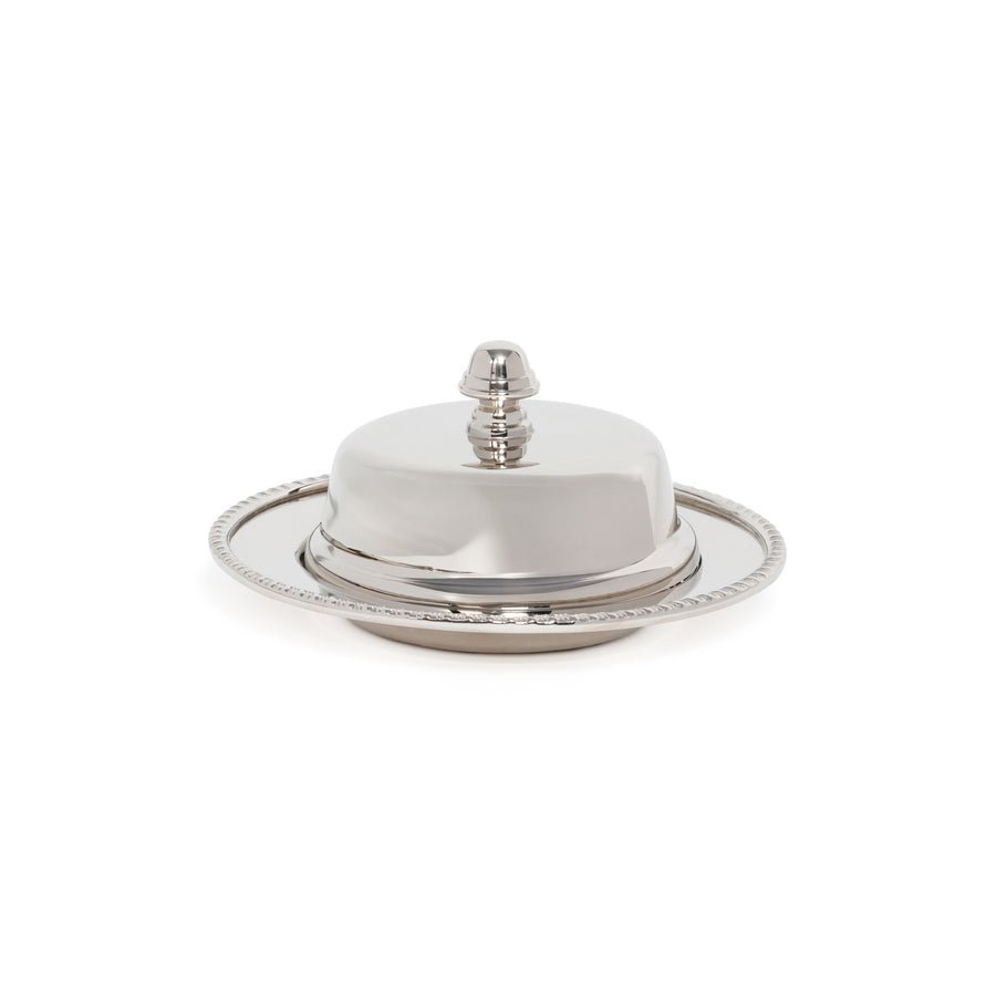 Parisian Butter Dish with Cover and Glass - Nickel