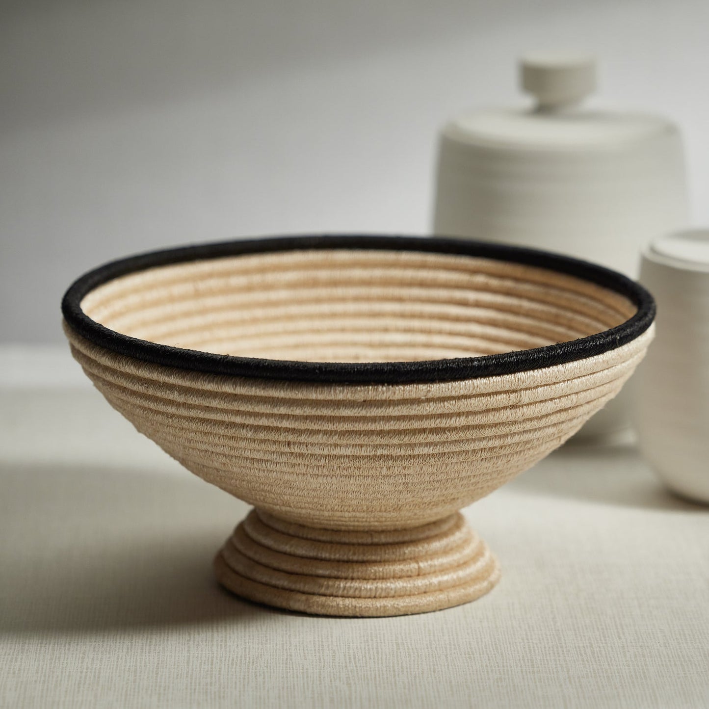 Martigues Coiled Abaca Footed Bowl - Tall - Decorative Bowls by Carlyle Avenue