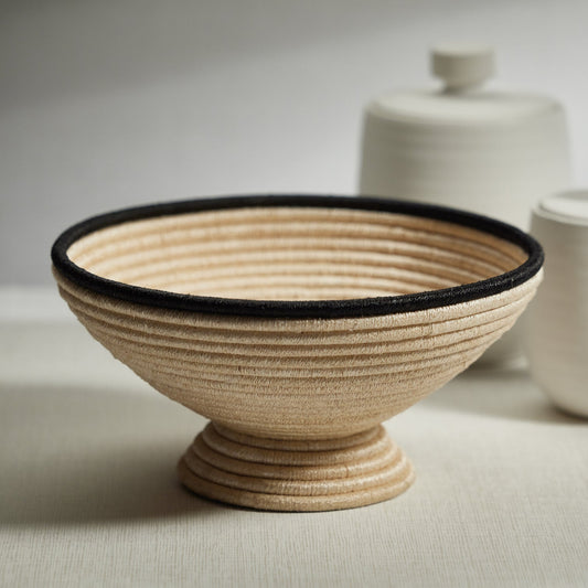 Martigues Coiled Abaca Footed Bowl - Tall - Decorative Bowls by Carlyle Avenue