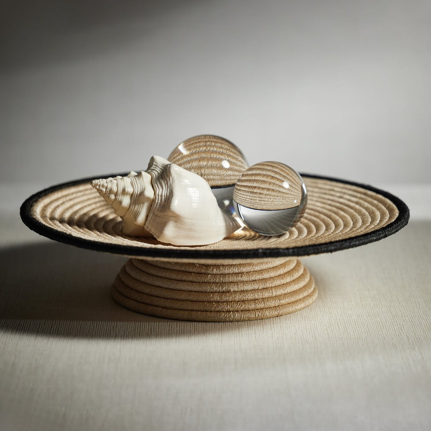 Martigues Coiled Abaca Footed Tray - Decorative Bowls by Carlyle Avenue