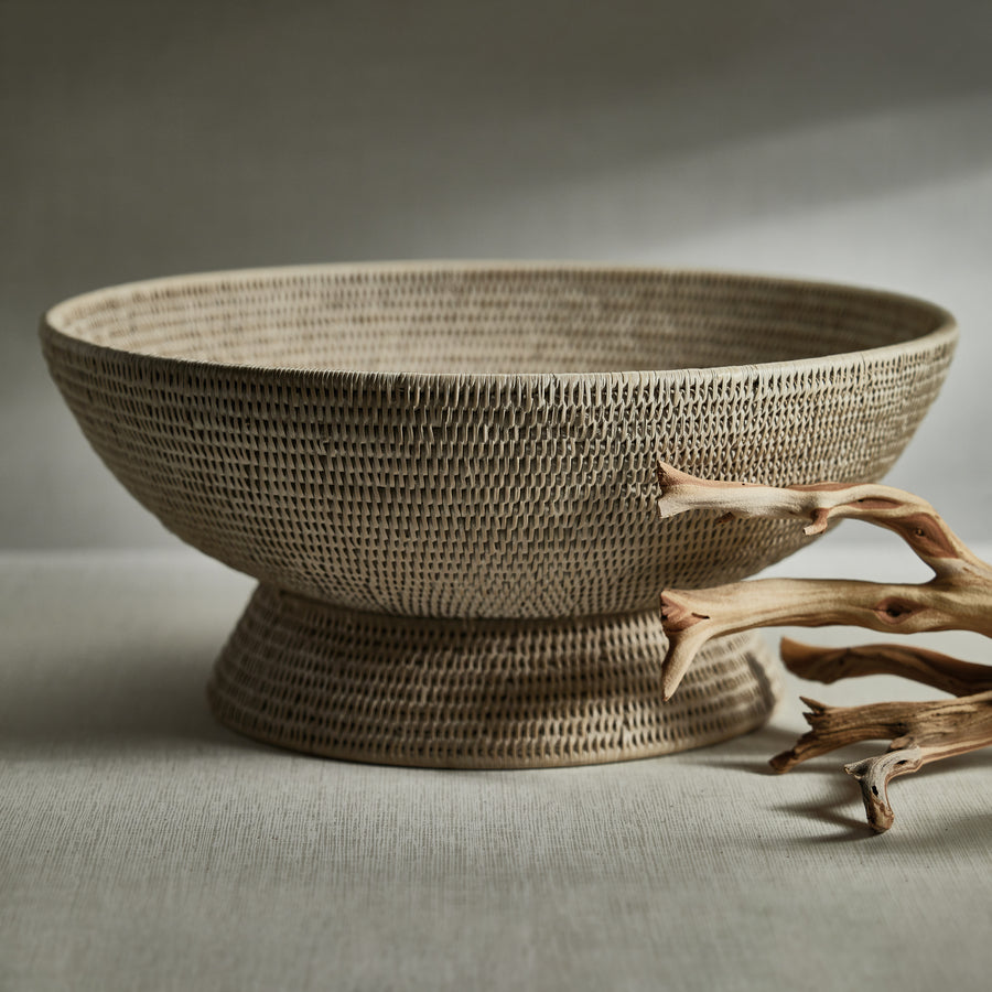 Lulu Large Rattan Footed Bowl - BOWL by Carlyle Avenue