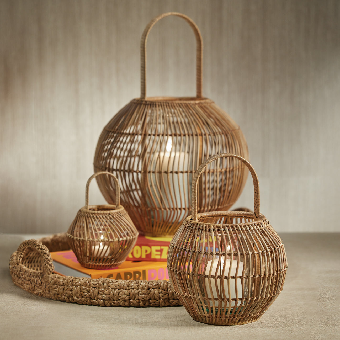 Portofino Rattan Woven Lantern - Lantern by Carlyle Avenue
