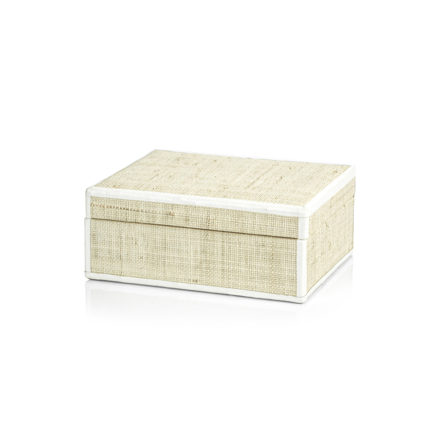 Atelier Natural Fiber Raffia Box with Leather Trim - Boxes by Carlyle Avenue