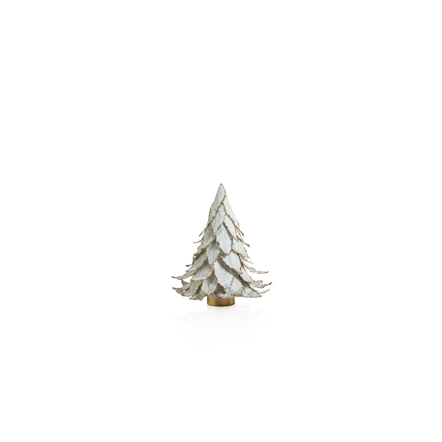 Natural White Leaf Tree with Gold Trim - Christmas Trees by Carlyle Avenue
