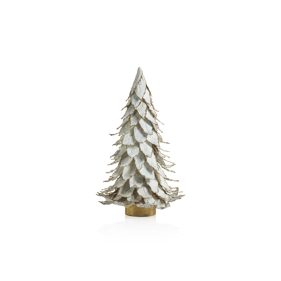 Natural White Leaf Tree with Gold Trim - Christmas Trees by Carlyle Avenue