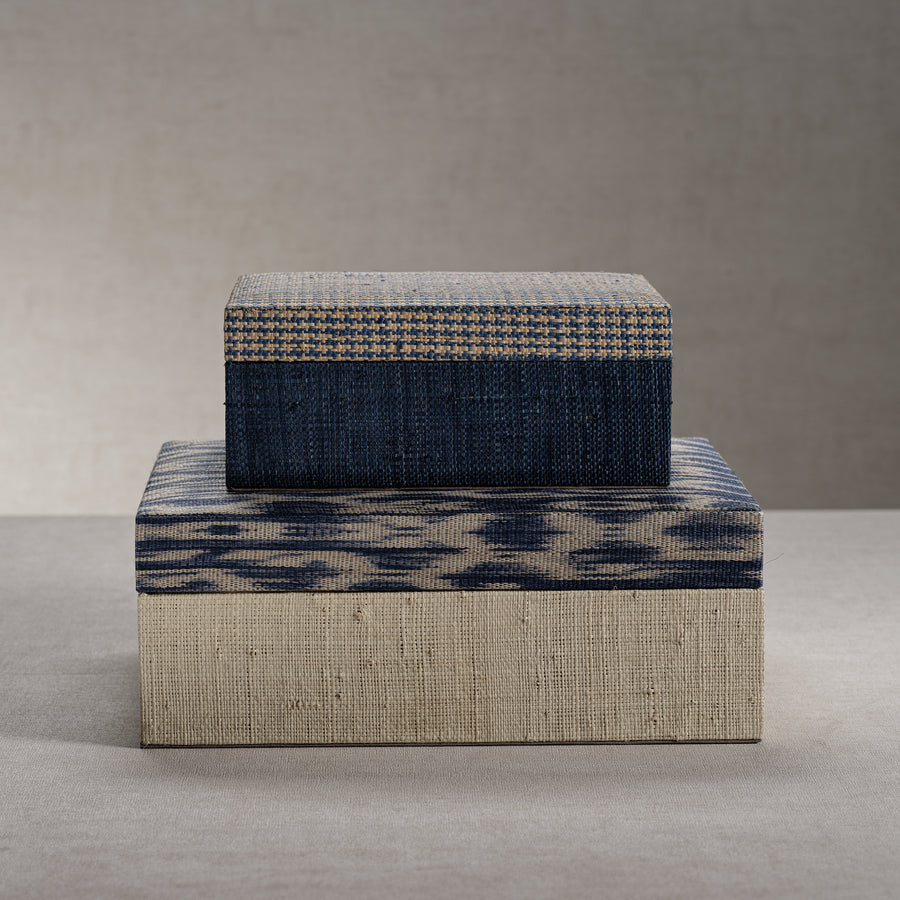 Blue & Natural Raffia Box - Boxes by Carlyle Avenue