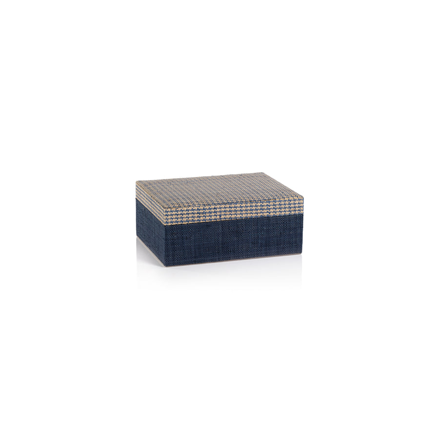 Blue & Natural Raffia Box - Boxes by Carlyle Avenue